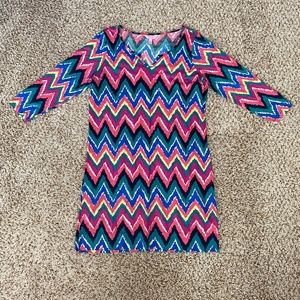 Lily Pulitzer Gretchen Chevron Multicolor Dress Size L